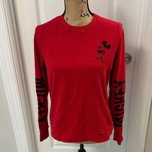 Disney Women's Red Sweatshirt with Mickey Mouse